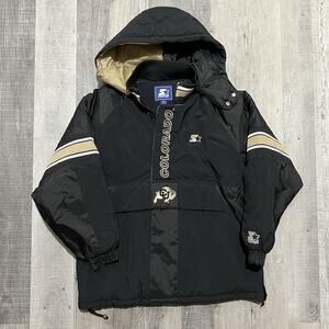 Starter University Of Colorado Puffer Jacket Black CU Buffs Pull Over College M
